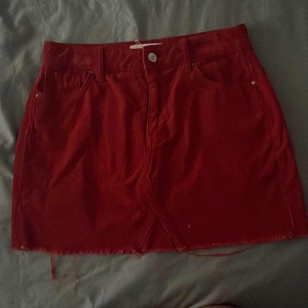 Red jean skirt